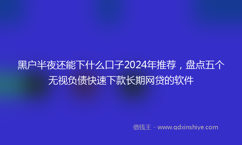 黑户半夜还能下什么口子2024年推荐，盘点五个无视负债快速下款长期网贷的软件