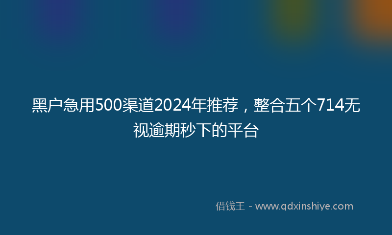 黑户急用500渠道2024年推荐,整合五个714无视逾期秒下的平台