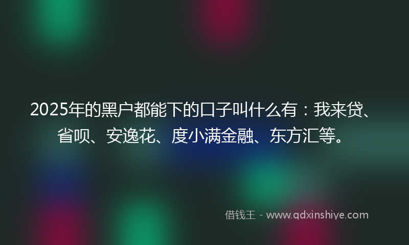 2025年的黑户都能下的口子叫什么有：我来贷、省呗、安逸花、度小满金融、东方汇等。