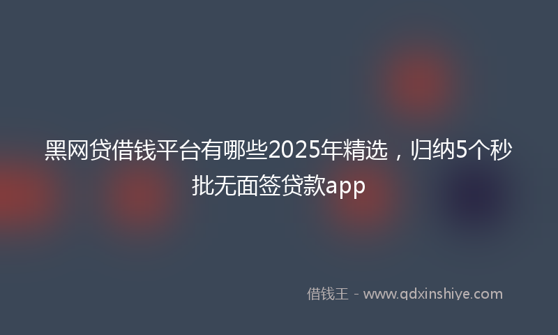 黑网贷借钱平台有哪些2025年精选，归纳5个秒批无面签贷款app