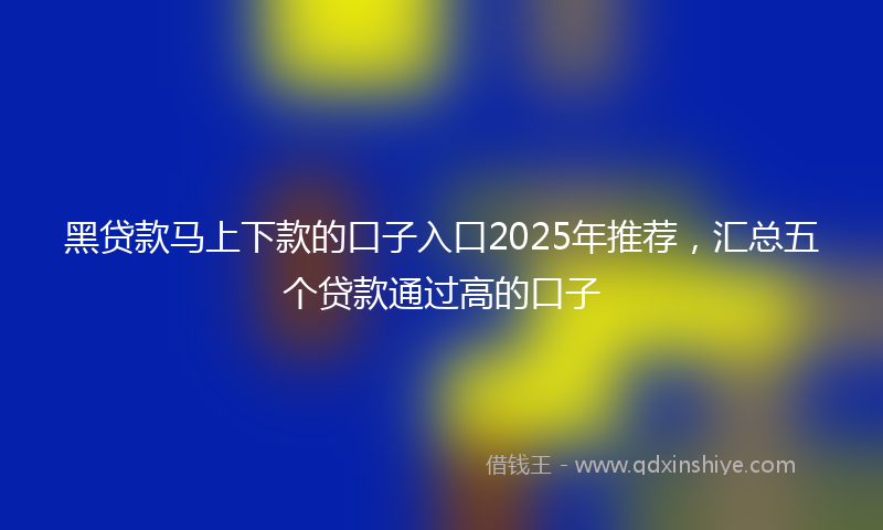 黑贷款马上下款的口子入口2025年推荐，汇总五个贷款通过高的口子