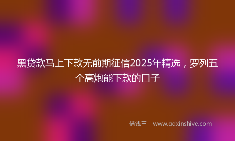 黑贷款马上下款无前期征信2025年精选，罗列五个高炮能下款的口子