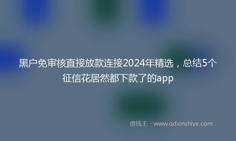 黑户免审核直接放款连接2024年精选，总结5个征信花居然都下款了的app