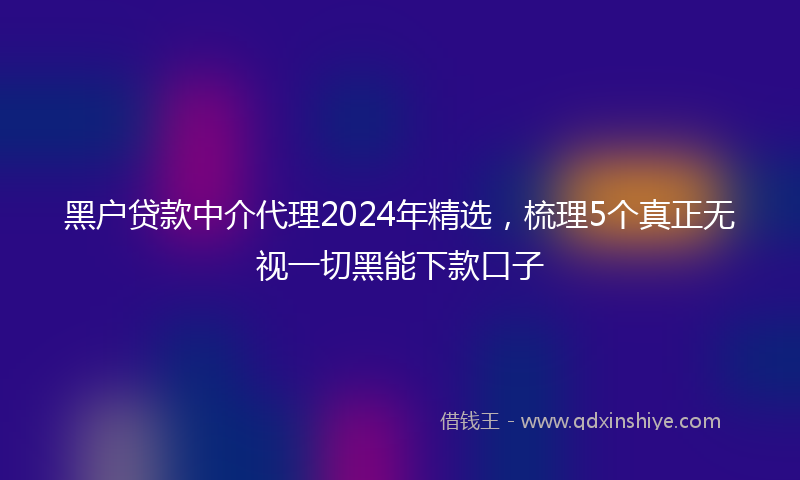 黑户贷款中介代理2024年精选，梳理5个真正无视一切黑能下款口子