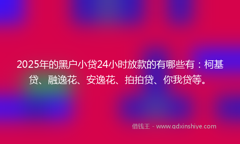 2025年的黑户小贷24小时放款的有哪些有：柯基贷、融逸花、安逸花、拍拍贷、你我贷等。
