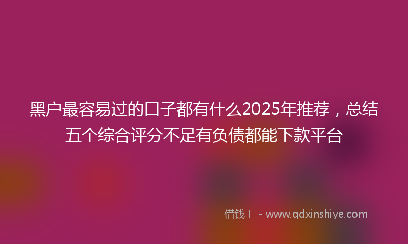 黑户最容易过的口子都有什么2025年推荐，总结五个综合评分不足有负债都能下款平台