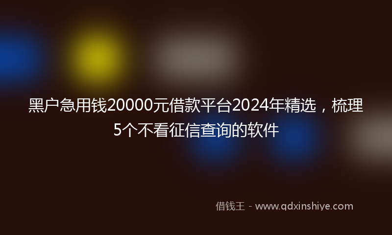 黑户急用钱20000元借款平台2024年精选，梳理5个不看征信查询的软件