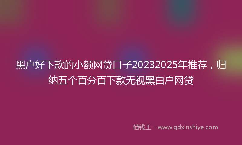 黑户好下款的小额网贷口子20232025年推荐，归纳五个百分百下款无视黑白户网贷