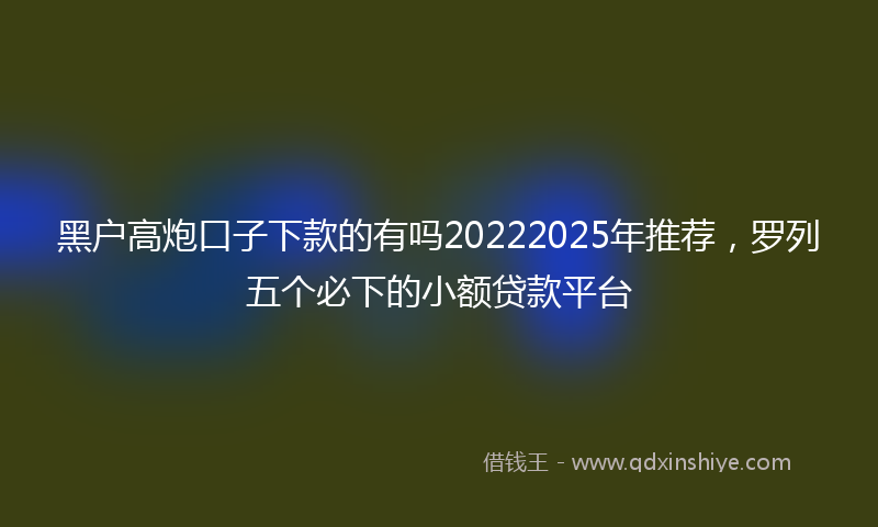黑户高炮口子下款的有吗20222025年推荐，罗列五个必下的小额贷款平台