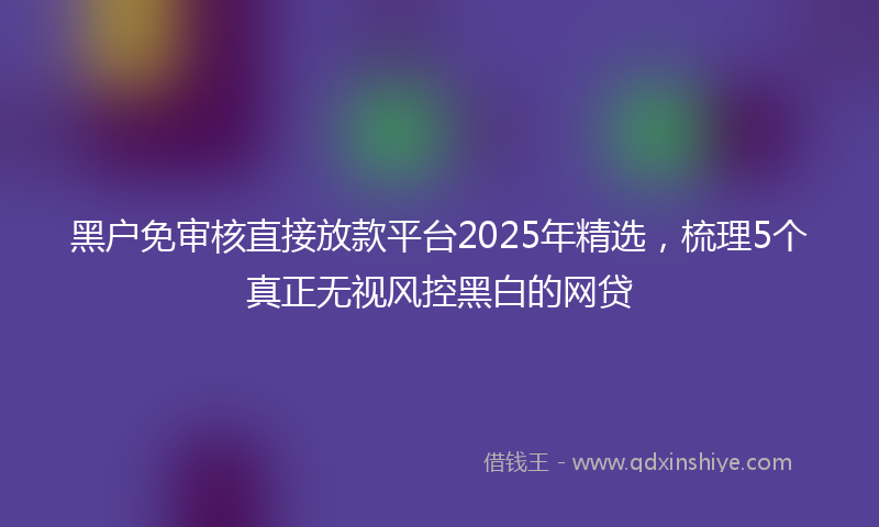 黑户免审核直接放款平台2025年精选，梳理5个真正无视风控黑白的网贷