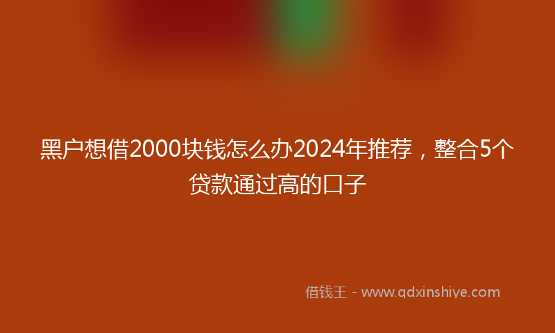 黑户想借2000块钱怎么办2024年推荐，整合5个贷款通过高的口子