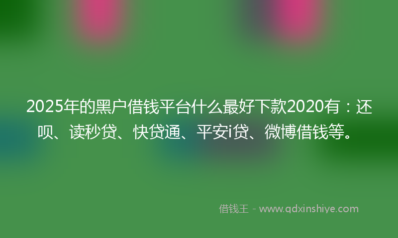 2025年的黑户借钱平台什么最好下款2020有：还呗、读秒贷、快贷通、平安i贷、微博借钱等。