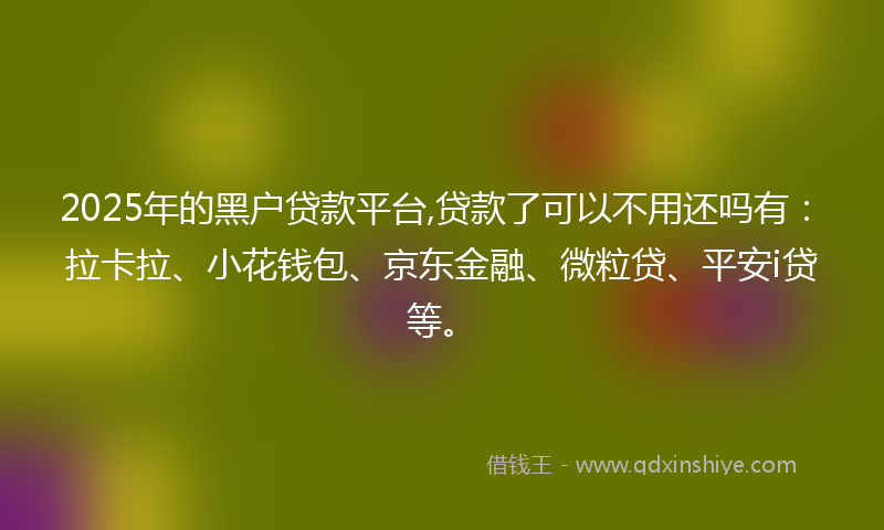 2025年的黑户贷款平台,贷款了可以不用还吗有：拉卡拉、小花钱包、京东金融、微粒贷、平安i贷等。