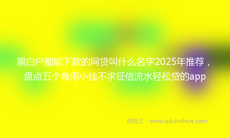 黑白户都能下款的网贷叫什么名字2025年推荐，盘点五个急用小钱不求征信流水轻松贷的app