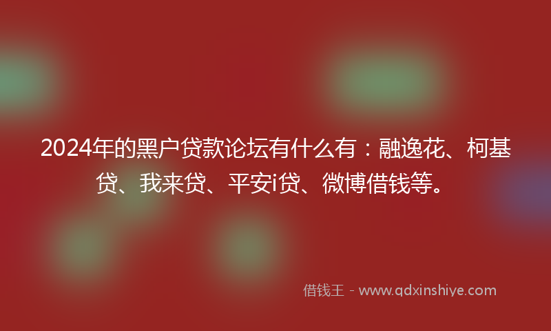 2024年的黑户贷款论坛有什么有：融逸花、柯基贷、我来贷、平安i贷、微博借钱等。