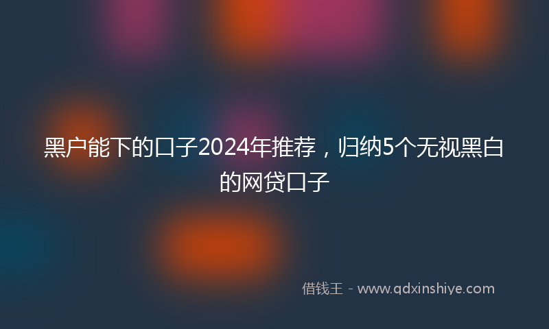 黑户能下的口子2024年推荐，归纳5个无视黑白的网贷口子