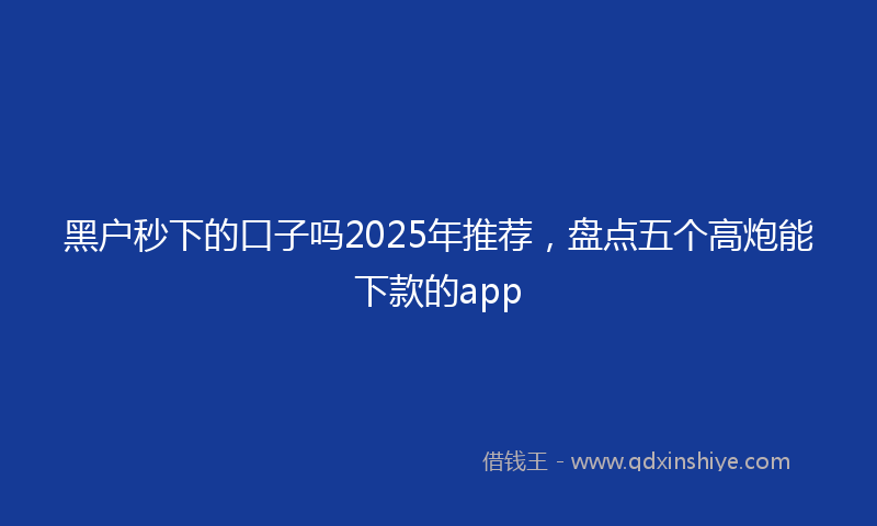 黑户秒下的口子吗2025年推荐，盘点五个高炮能下款的app