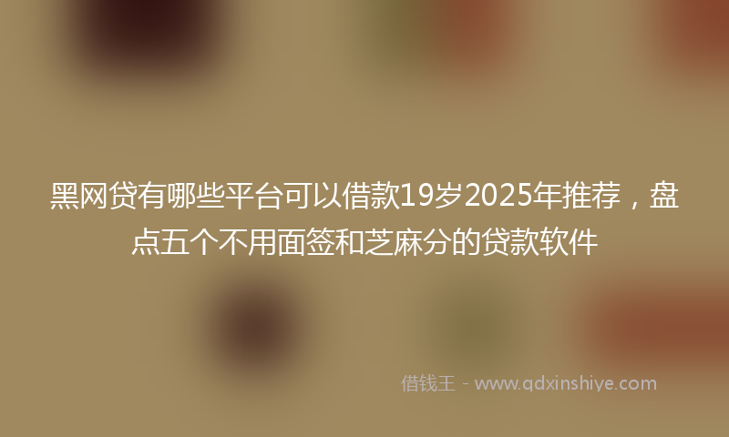黑网贷有哪些平台可以借款19岁2025年推荐，盘点五个不用面签和芝麻分的贷款软件
