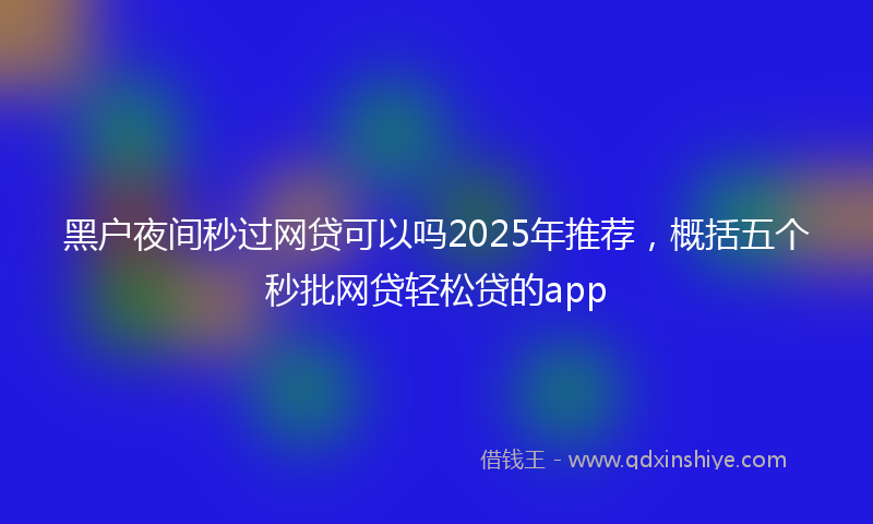 黑户夜间秒过网贷可以吗2025年推荐，概括五个秒批网贷轻松贷的app