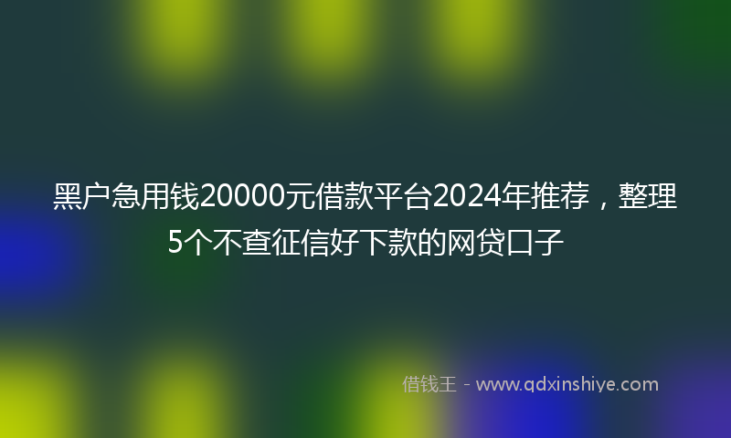 黑户急用钱20000元借款平台2024年推荐，整理5个不查征信好下款的网贷口子
