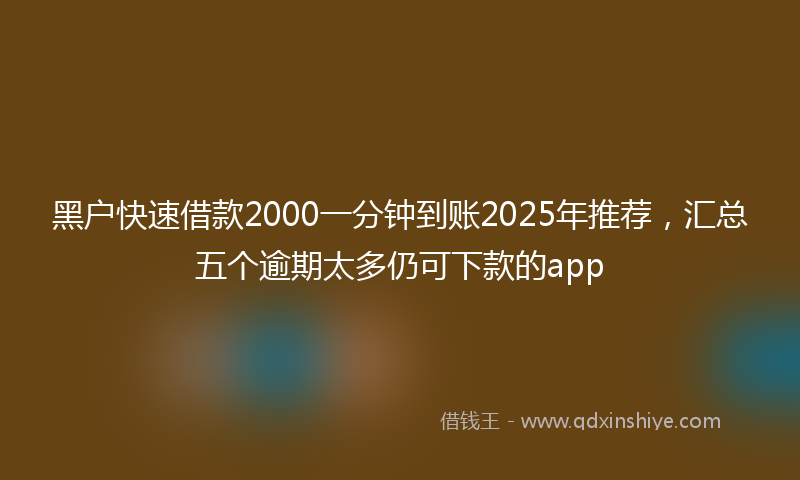 黑户快速借款2000一分钟到账2025年推荐，汇总五个逾期太多仍可下款的app