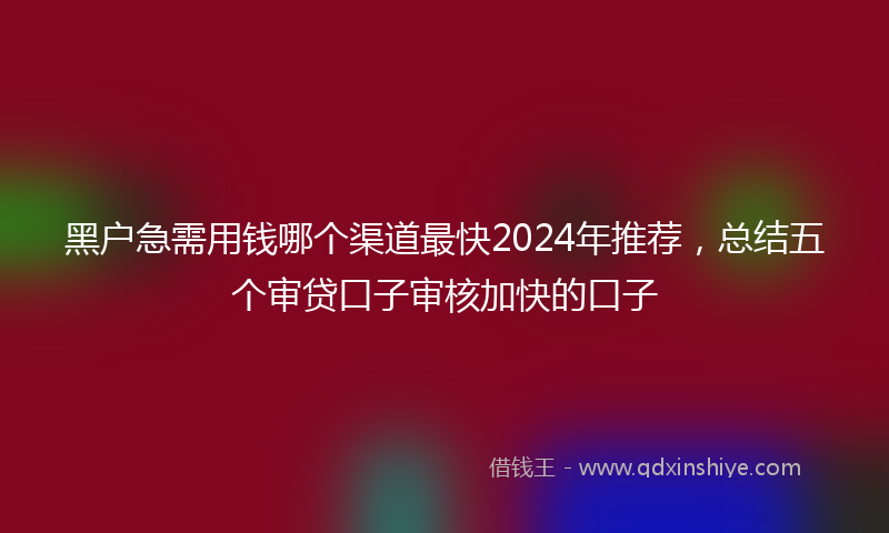 黑户急需用钱哪个渠道最快2024年推荐，总结五个审贷口子审核加快的口子