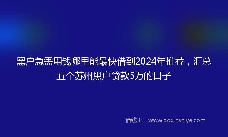 黑户急需用钱哪里能最快借到2024年推荐，汇总五个苏州黑户贷款5万的口子