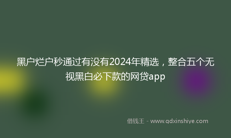黑户烂户秒通过有没有2024年精选，整合五个无视黑白必下款的网贷app