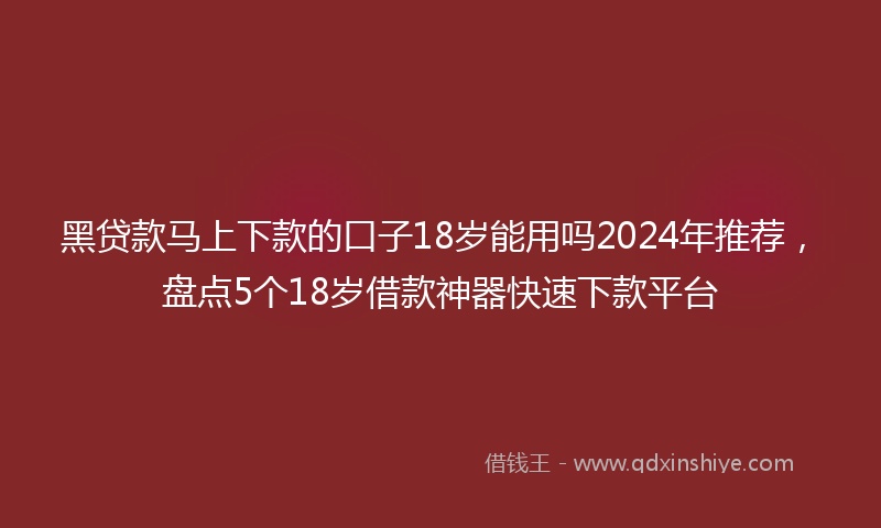 黑贷款马上下款的口子18岁能用吗2024年推荐，盘点5个18岁借款神器快速下款平台