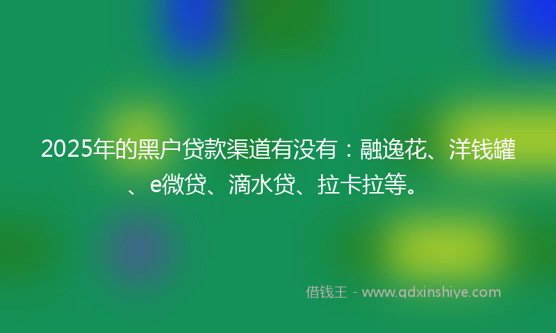2025年的黑户贷款渠道有没有：融逸花、洋钱罐、e微贷、滴水贷、拉卡拉等。