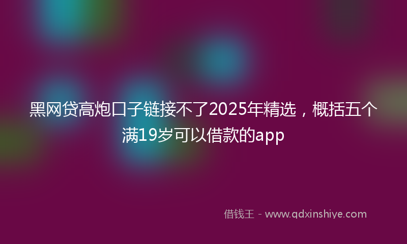 黑网贷高炮口子链接不了2025年精选，概括五个满19岁可以借款的app