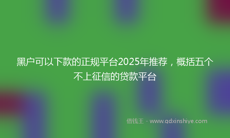 黑户可以下款的正规平台2025年推荐，概括五个不上征信的贷款平台