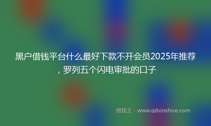 黑户借钱平台什么最好下款不开会员2025年推荐，罗列五个闪电审批的口子