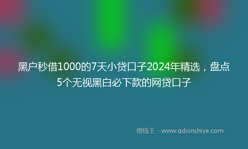 黑户秒借1000的7天小贷口子2024年精选，盘点5个无视黑白必下款的网贷口子