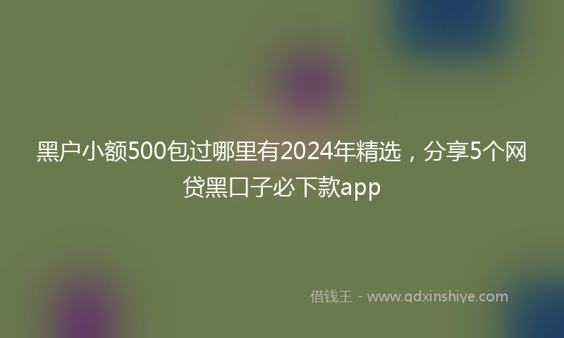 黑户小额500包过哪里有2024年精选，分享5个网贷黑口子必下款app