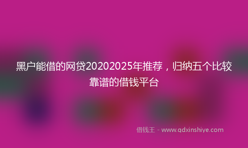 黑户能借的网贷20202025年推荐，归纳五个比较靠谱的借钱平台