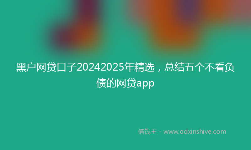 黑户网贷口子20242025年精选，总结五个不看负债的网贷app