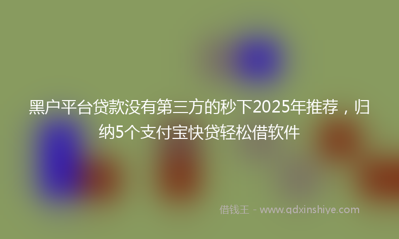 黑户平台贷款没有第三方的秒下2025年推荐，归纳5个支付宝快贷轻松借软件