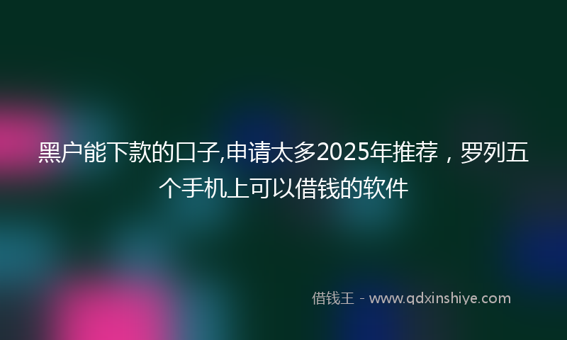 黑户能下款的口子,申请太多2025年推荐，罗列五个手机上可以借钱的软件