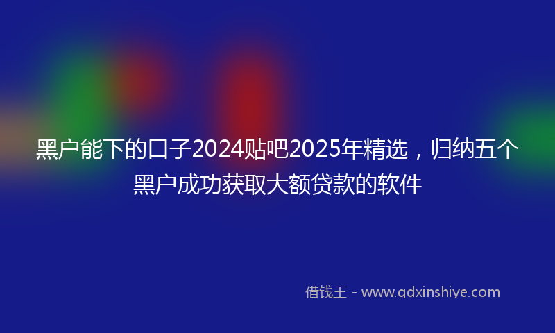 黑户能下的口子2024贴吧2025年精选，归纳五个黑户成功获取大额贷款的软件