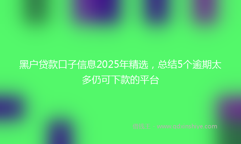 黑户贷款口子信息2025年精选，总结5个逾期太多仍可下款的平台