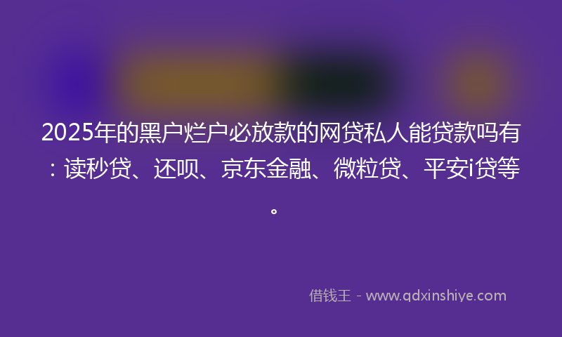 2025年的黑户烂户必放款的网贷私人能贷款吗有：读秒贷、还呗、京东金融、微粒贷、平安i贷等。