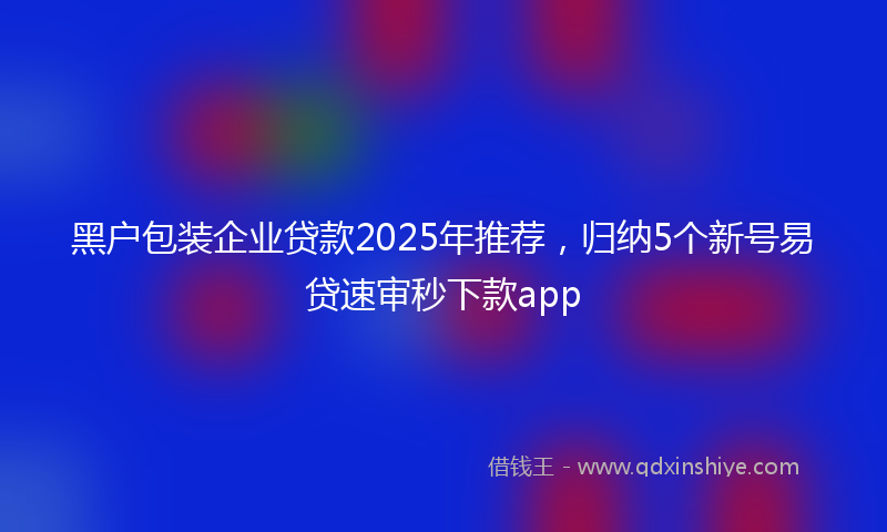 黑户包装企业贷款2025年推荐，归纳5个新号易贷速审秒下款app