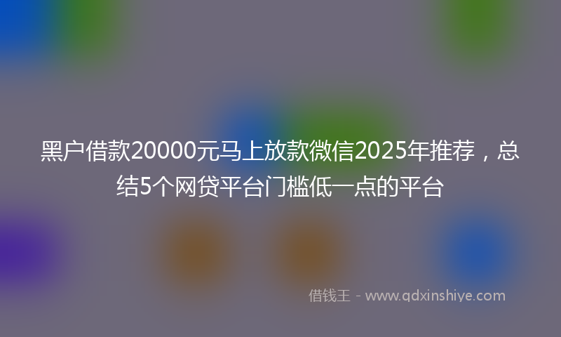 黑户借款20000元马上放款微信2025年推荐，总结5个网贷平台门槛低一点的平台