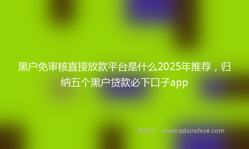 黑户免审核直接放款平台是什么2025年推荐，归纳五个黑户贷款必下口子app