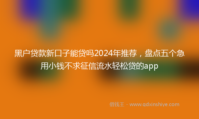 黑户贷款新口子能贷吗2024年推荐，盘点五个急用小钱不求征信流水轻松贷的app