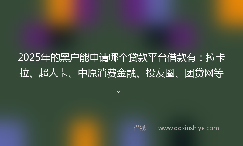 2025年的黑户能申请哪个贷款平台借款有：拉卡拉、超人卡、中原消费金融、投友圈、团贷网等。
