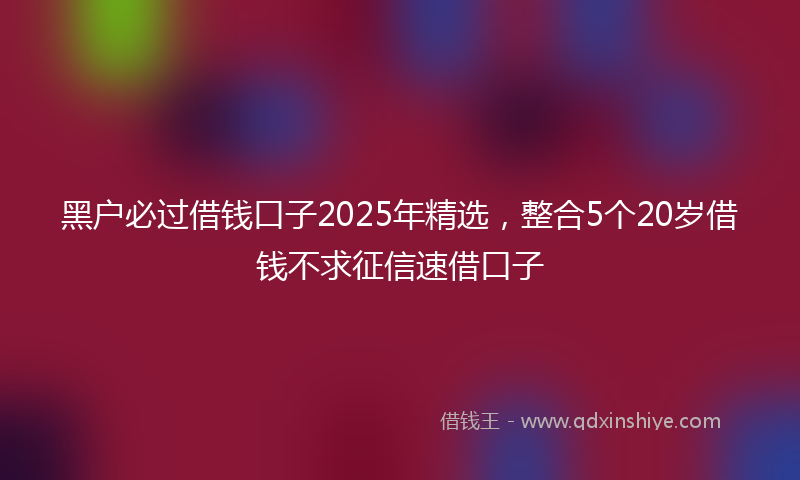黑户必过借钱口子2025年精选，整合5个20岁借钱不求征信速借口子