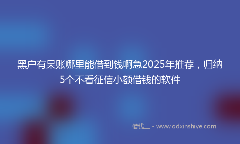 黑户有呆账哪里能借到钱啊急2025年推荐，归纳5个不看征信小额借钱的软件