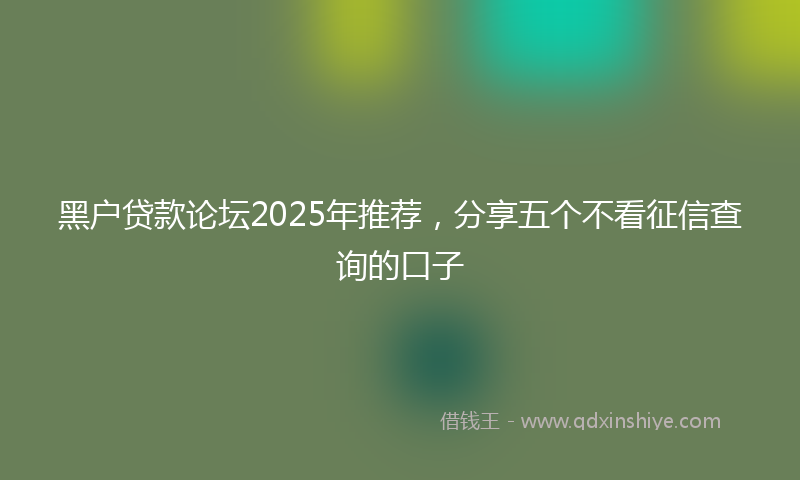 黑户贷款论坛2025年推荐，分享五个不看征信查询的口子